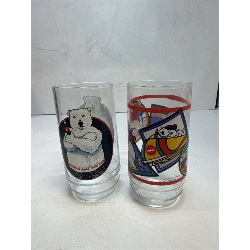 Coke-Cola Vintage 1995 & 1997 Multicolor Glasses Original Collectibles
